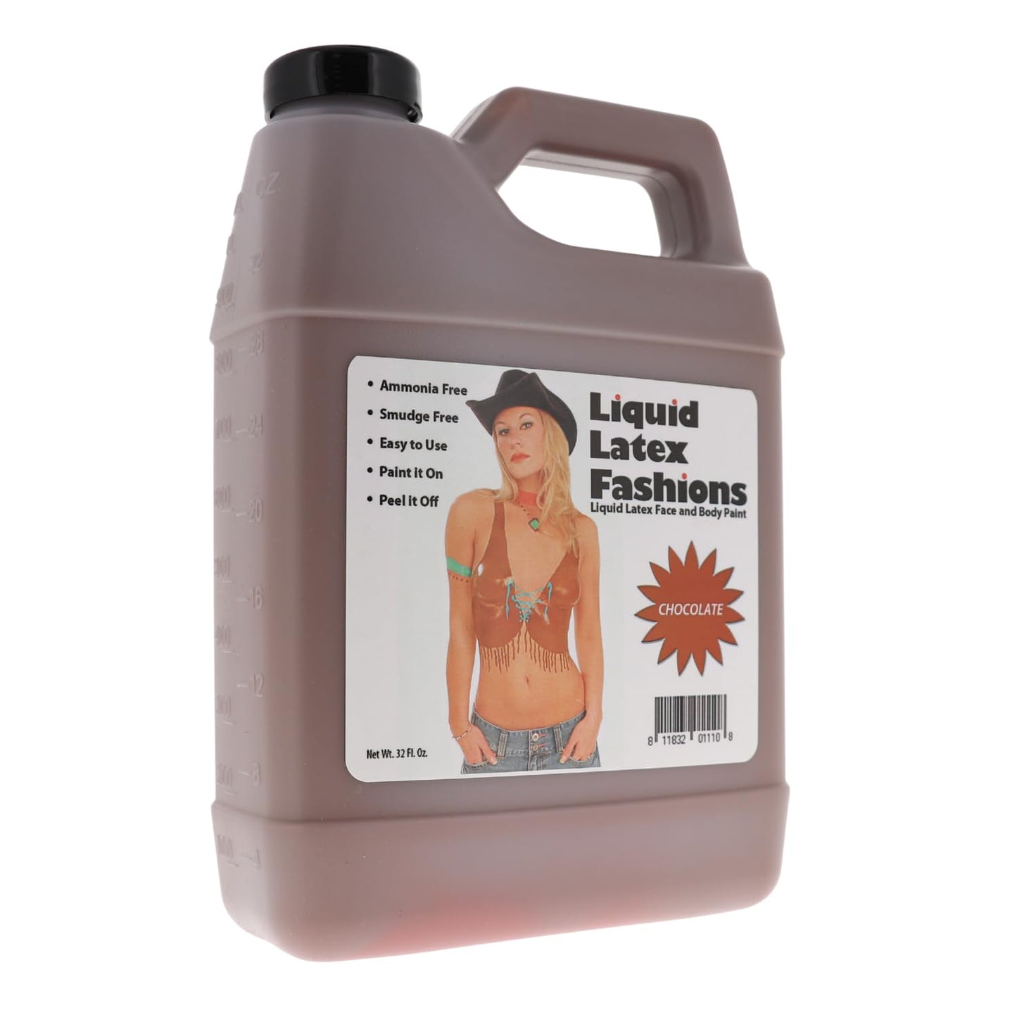 Chocolate 32 Oz - Liquid Latex Body Paint, Ammonia Free No Odor, Easy On and Off, Cosplay Makeup, Creates Professional Monster, Zombie Arts
