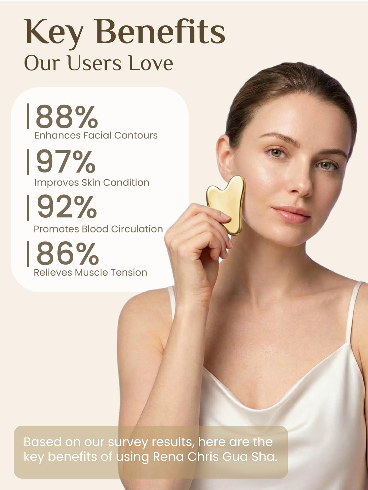 Rena Chris Gua Sha Facial Tools, Stainless Steel Guasha Tool for Acupuncture, Manual Massage Tool for Jawline Sculpting and Puffiness Reducing, Gua Beauty and Personal Care Rena Chris