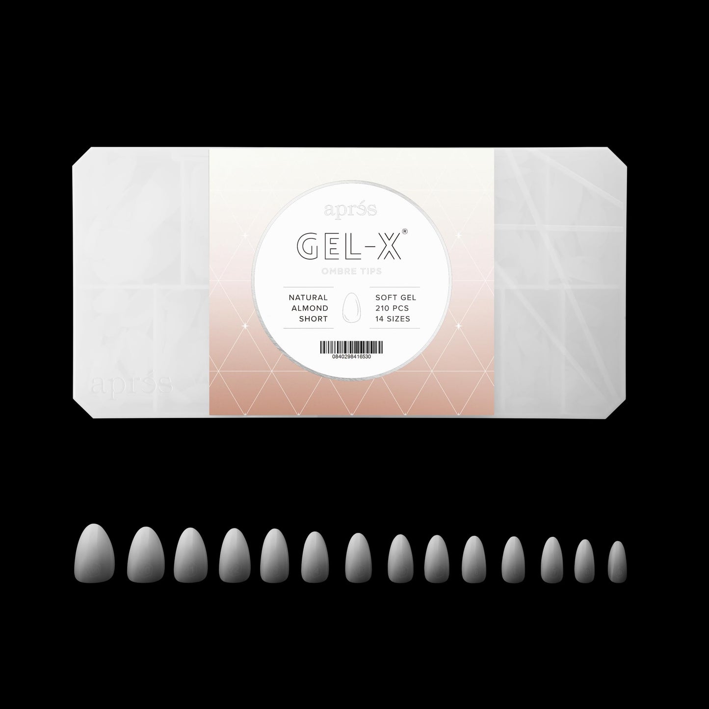 Apres Ombre Gel-X® Box of Nail Tips, 14 Sizes 00-9, Premium Quality (Natural Almond Short, 210 Count) Beauty & Personal Care APRÉS