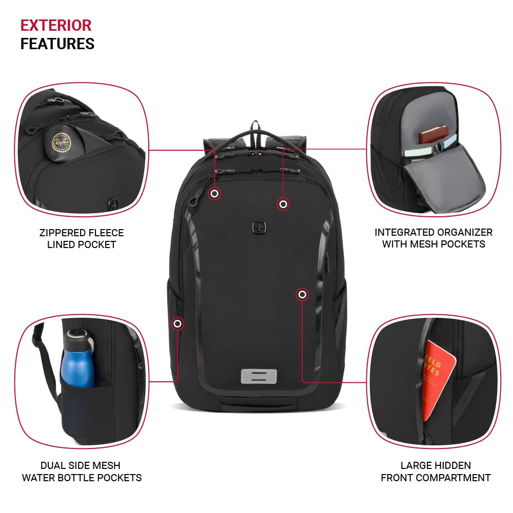 SwissGear Shield Laptop Backpack, Black, 18.5"x12"x6"