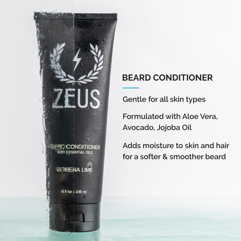 ZEUS Starter Beard Wash & Beard Oil Kit for Men, Softens, Hydrates & Moisturizes Facial Hair, Promotes Healthy Growth & Shine (Made In USA) Verbena