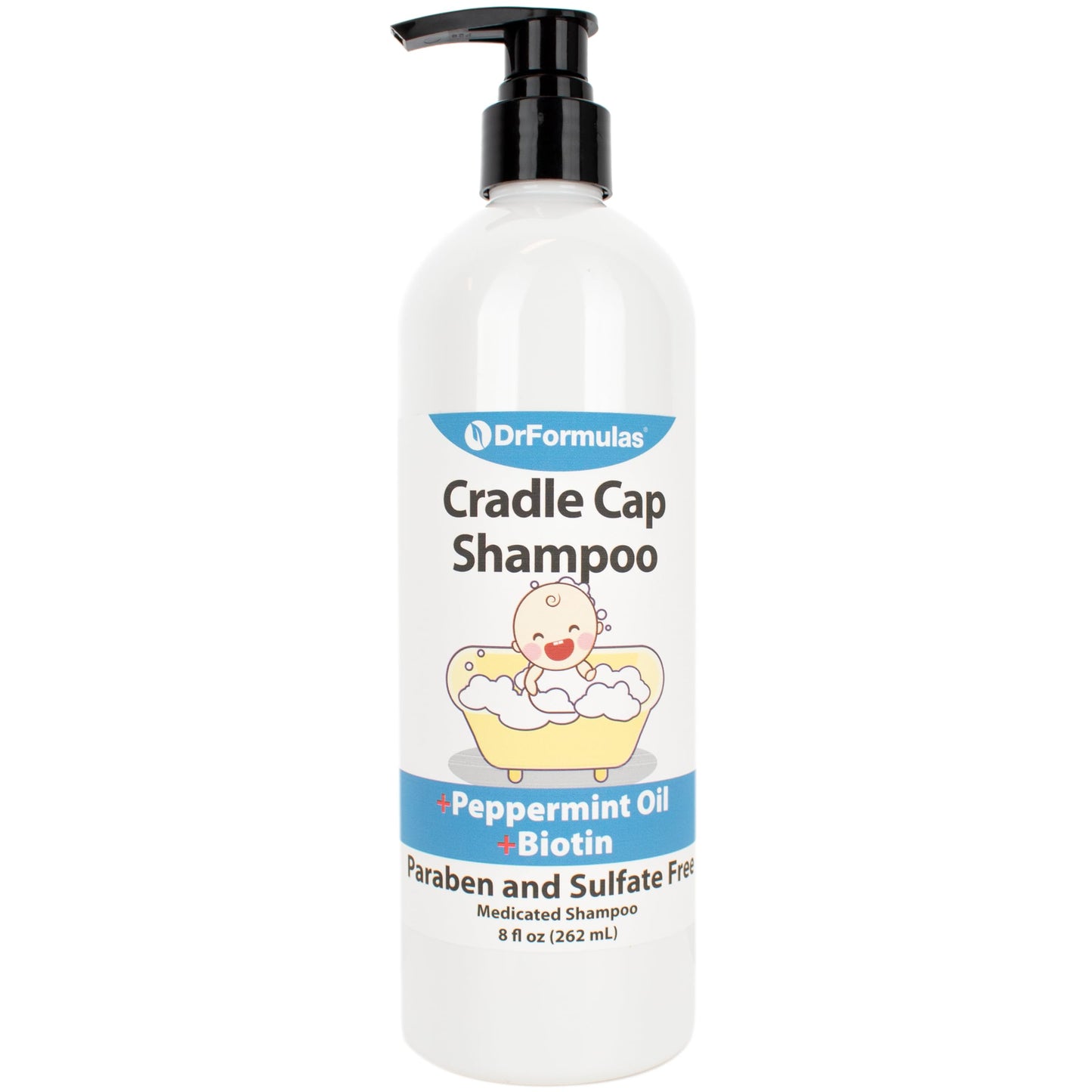 DrFormulas Cradle Cap Treatment Medicated Shampoo + Conditioner Set with Avocado and Peppermint Oil for Babies, Kids, and Infants