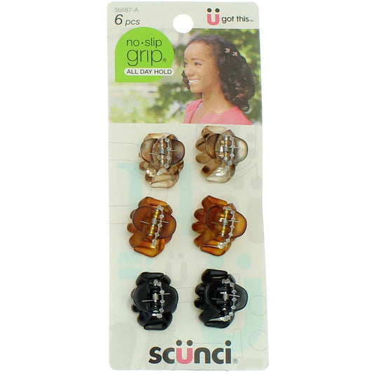 Scunci No-Slip Grip Mini Octopus Jaw Clips 6 ea (Pack of 5)