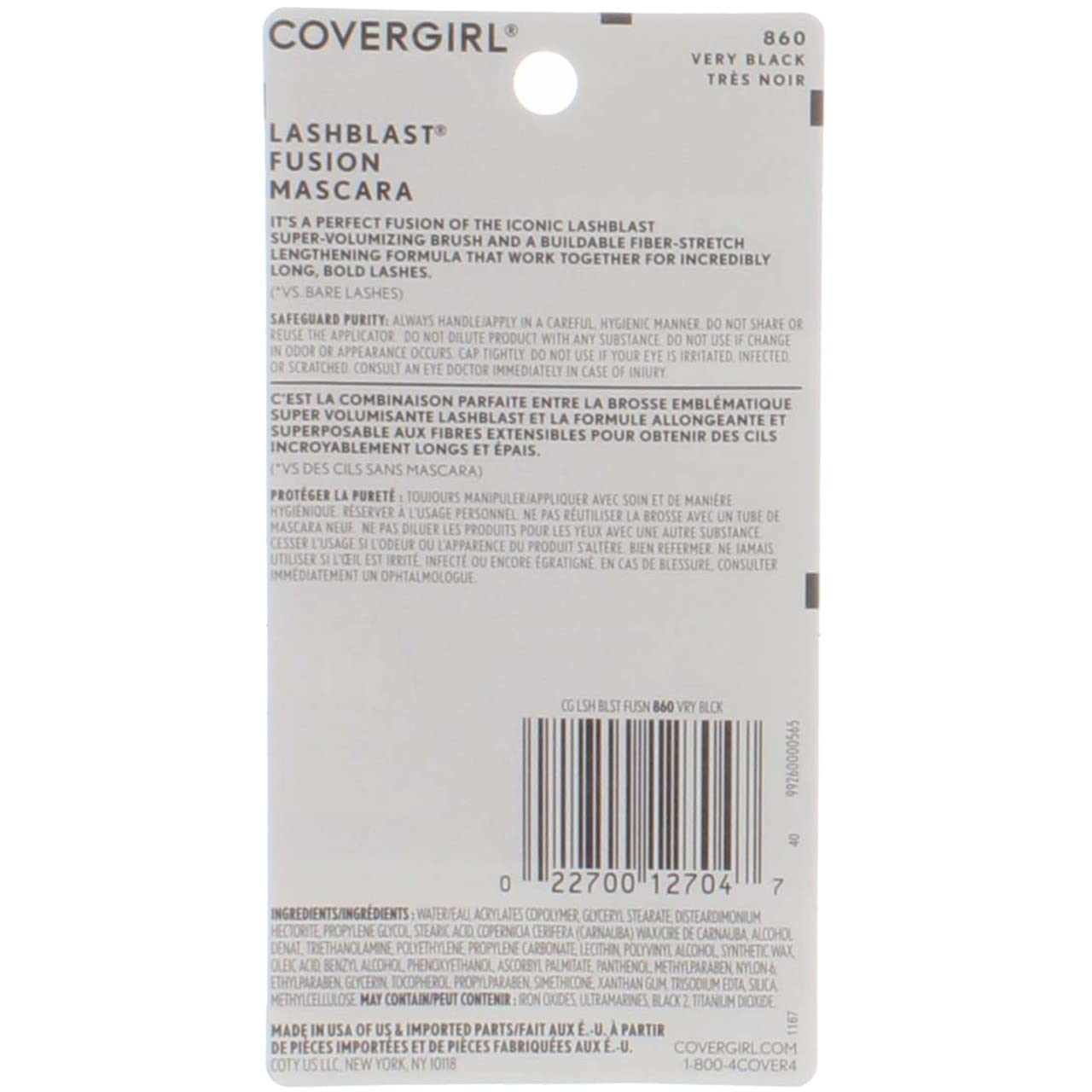Cover Girl 12704 860vryblk Very Black Lashblast Fusion Mascara