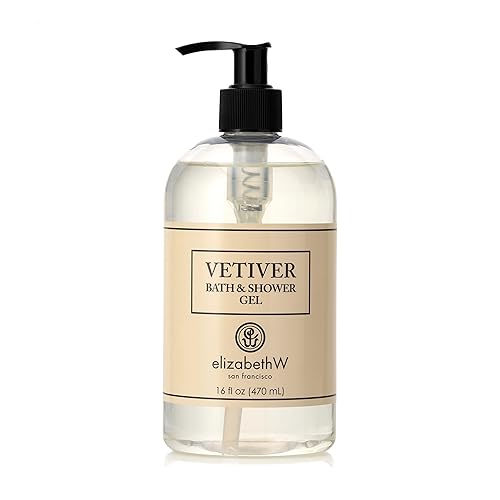 elizabeth W Vetiver Bath & Shower Gel, 16 Fluid Ounces, Clear