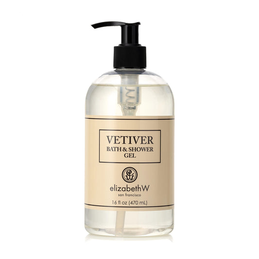 elizabeth W Vetiver Bath & Shower Gel, 16 Fluid Ounces, Clear