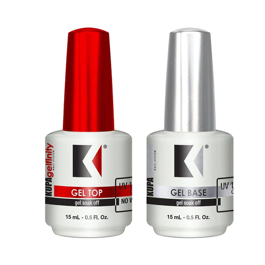 KUPA Gelfinity Base Coat & Glossy Top Coat Duo Set, No-Wipe, Long-Lasting Soak-Off Formula, Chip-Resistant, UV/LED Gel Polish, 0.5 Fl Oz (Pack of 2) Beauty & Personal Care KUPA