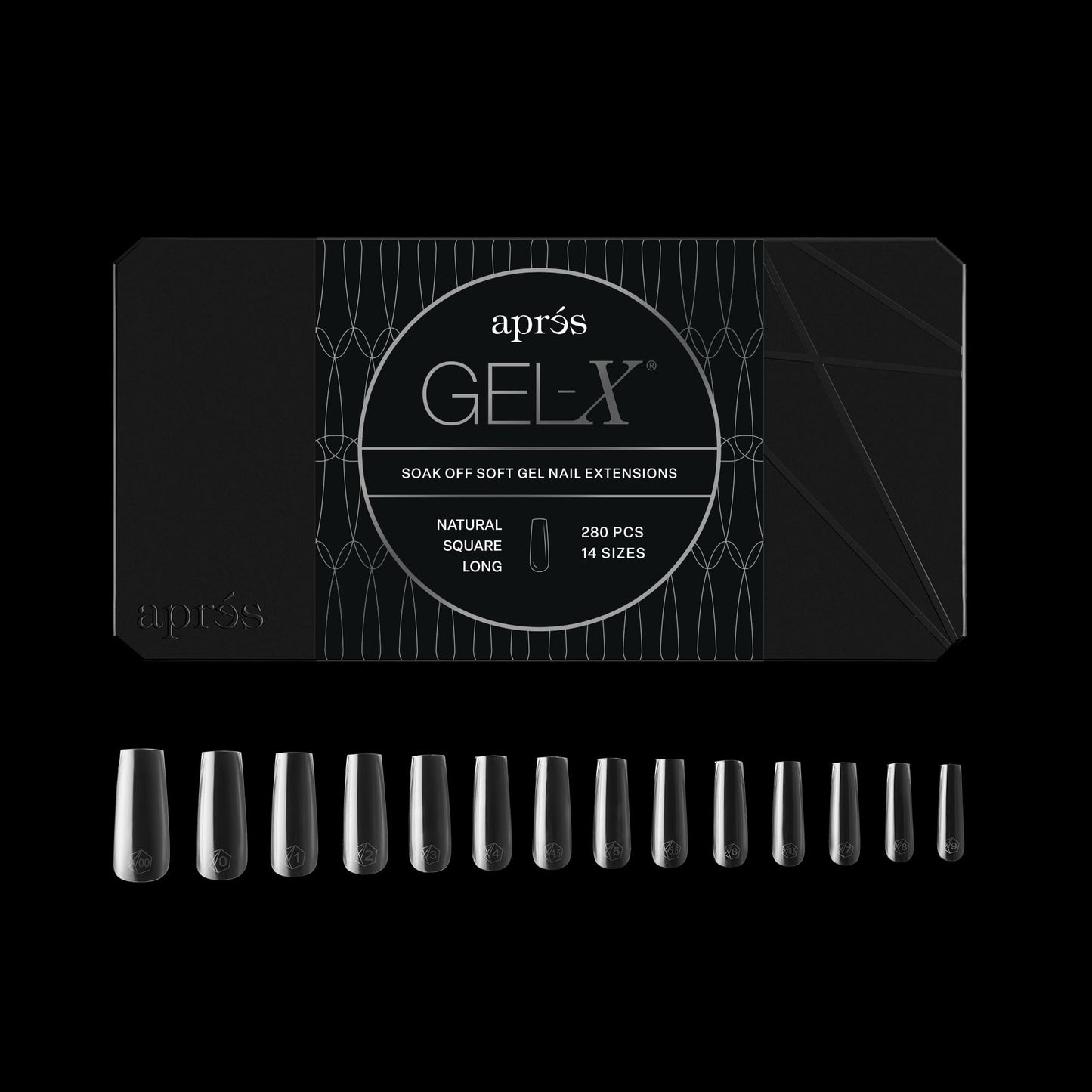 Aprés Gel-X® Square Box of Nail Tips | 280 Gel-X Tips, Soft Tips, 14 Sizes 00-9 | Half-sizes Included (Natural Square Long, 280 Count) Beauty & Personal Care APRÉS