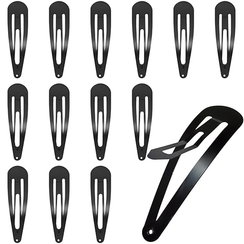 30 Pcs Snap Hair Clips, 3.1 Inch Big Size Barrettes Women No Slip Metal Snap Hair Clips Large Hair Pins(Black)
