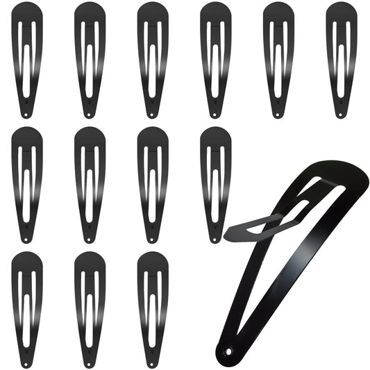 30 Pcs Snap Hair Clips, 3.1 Inch Big Size Barrettes Women No Slip Metal Snap Hair Clips Large Hair Pins(Black)