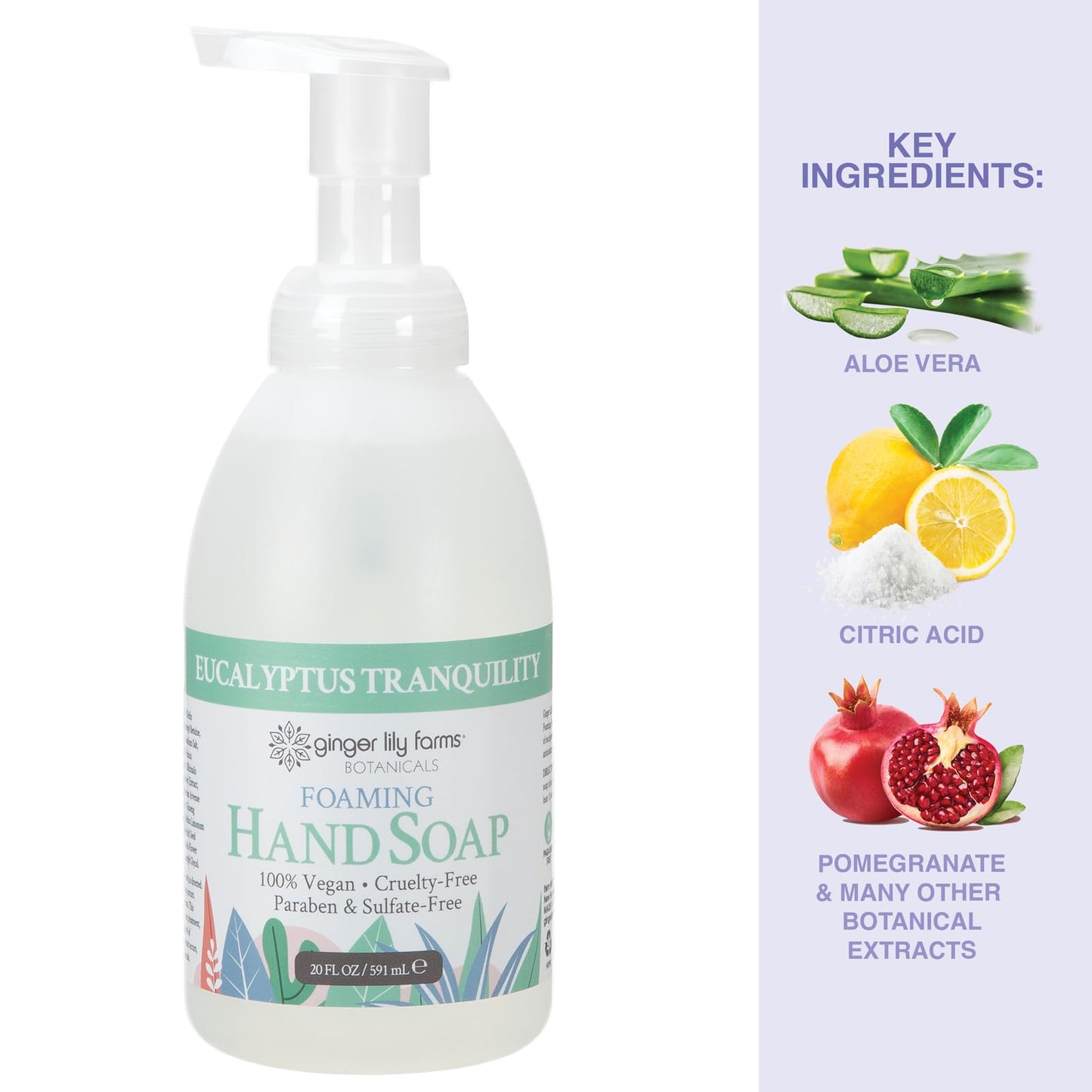 Ginger Lily Farms Botanicals All-Purpose Foaming Hand Soap Refill, 100% Vegan & Cruelty-Free, Eucalyptus Tranquility Scent, 20 Fl Oz (Pack of 1)
