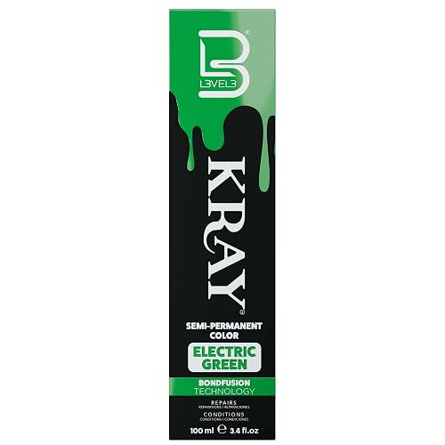L3 - Level 3 Electric Semi Permanent Hair Color - Vibrant Long Lasting Shine - Argan Oil Protection - 100 ml - Electric Green