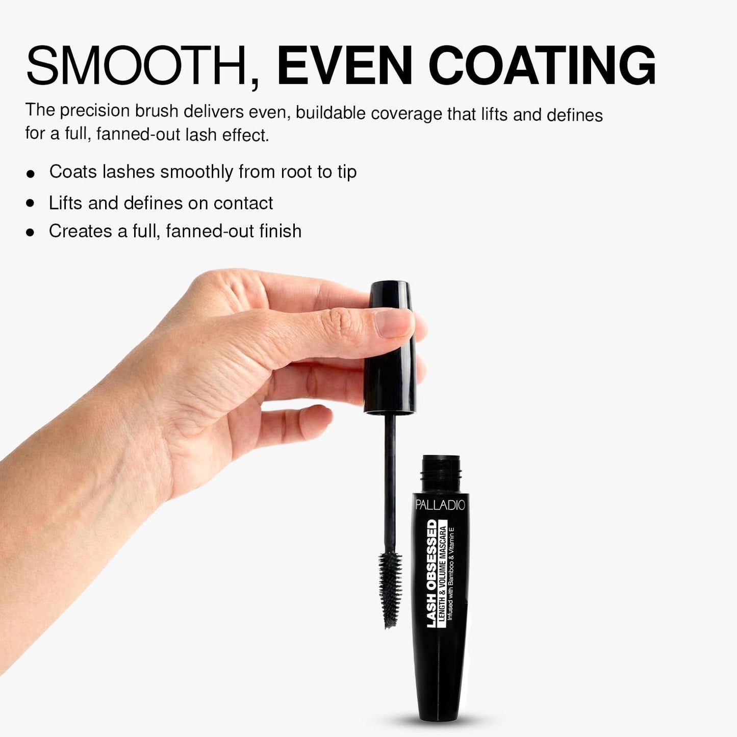 Palladio Lash Obsessed Mascara, Extreme Definition Lengthening Mascara, Amplifies Volume & Fullness, Evenly Coats Lashes, Lucious Length, Natural