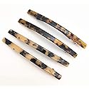 4 Pack 4 Inches Elegant Automatic Hair Clip Long and Thin Handmade Celluloid Onyx Hair Clip Barrette Ponytail Holders for Women Girls