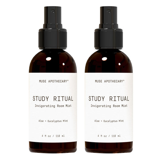 Muse Apothecary Study Ritual - Aromatic and Invigorating Room Mist, 4 oz, Infused with Natural Essential Oils - Aloe + Eucalyptus Mint, 2 Pack