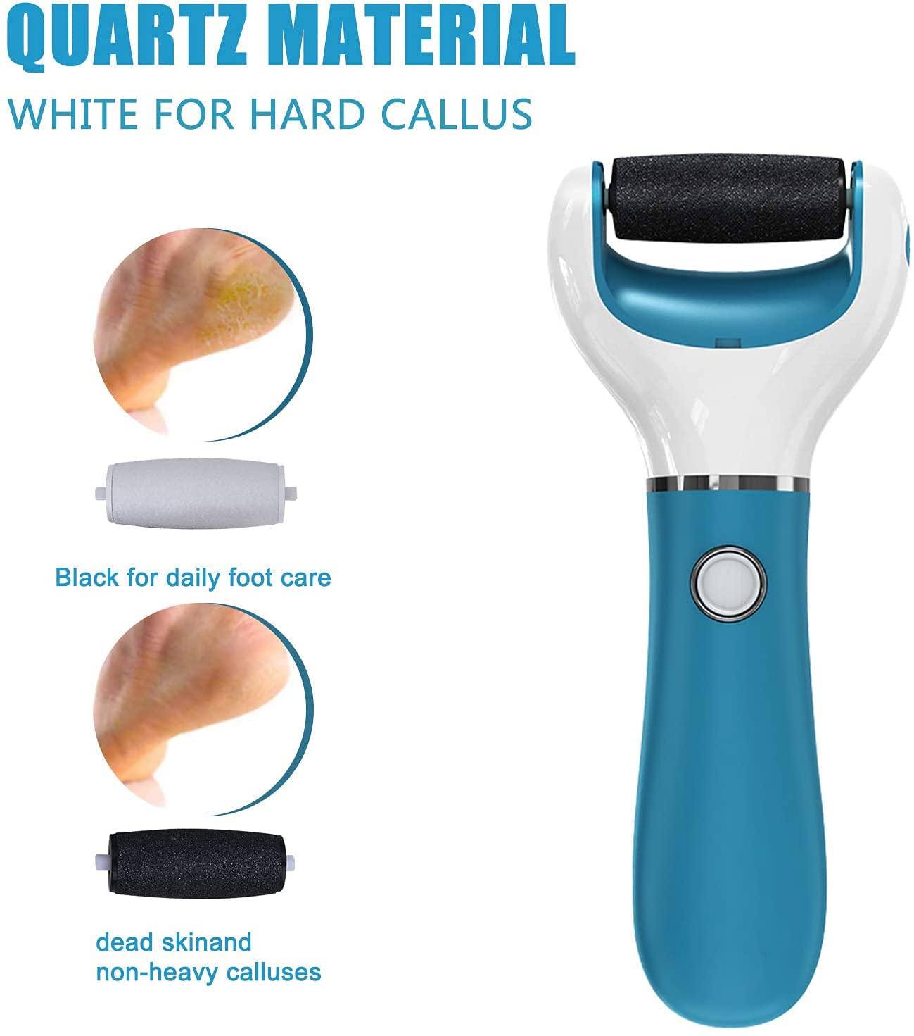 Electric Foot File Callus Remover Professional, 2-Speed Rechargeable Pedicure Tool for Remove Calluses, Dry, Hard, Dead, Cracked Skin, Includes 2