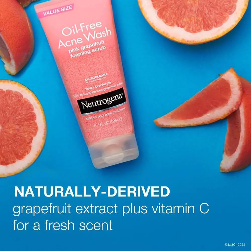 Neutrogena Oil Free Pink Grapefruit Acne Face Wash with Vitamin C for Breakouts - 6.7 fl oz