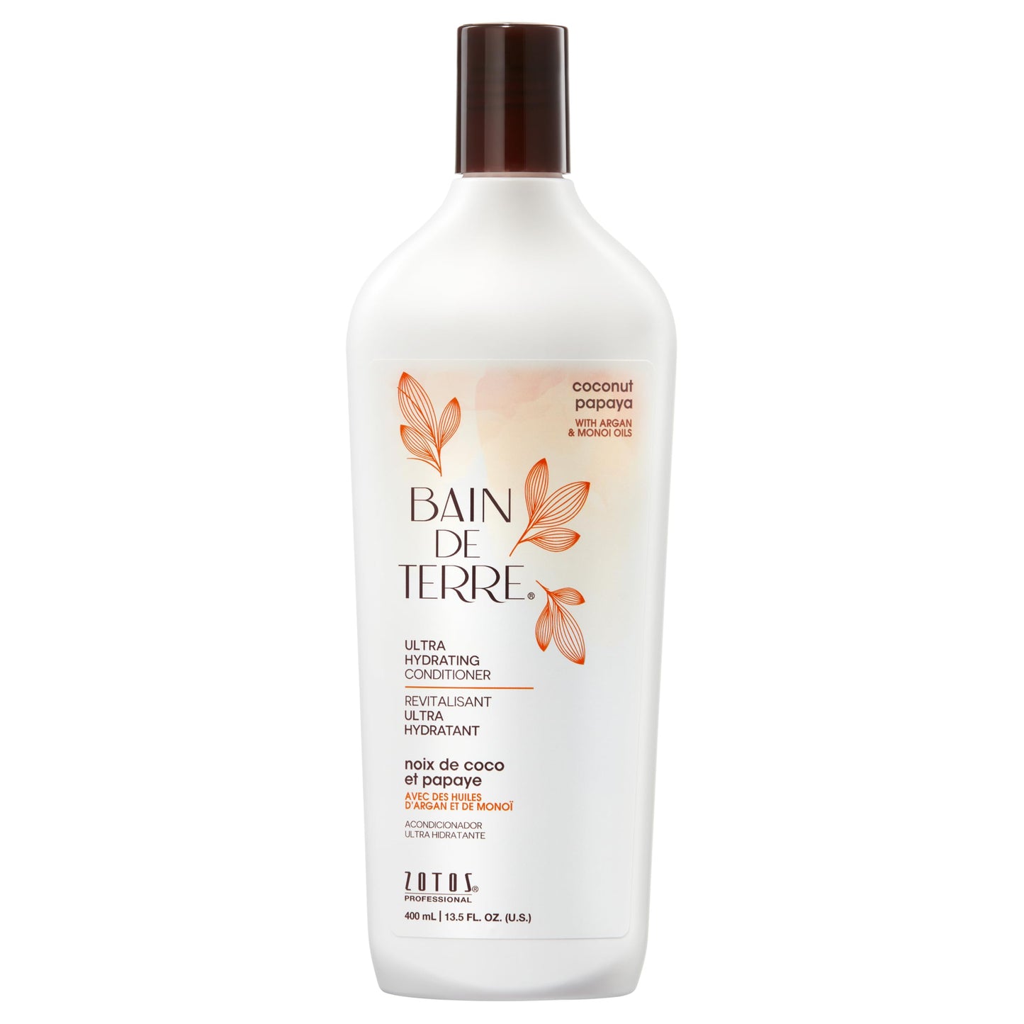 Bain de Terre Coconut Papaya Ultra Hydrating Conditioner, Moisture Quench for Dry, Damaged Hair, with Argan & Monoi Oils, Paraben-Free, Color-Safe