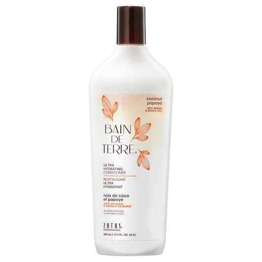 Bain de Terre Coconut Papaya Ultra Hydrating Conditioner, Moisture Quench for Dry, Damaged Hair, with Argan & Monoi Oils, Paraben-Free, Color-Safe