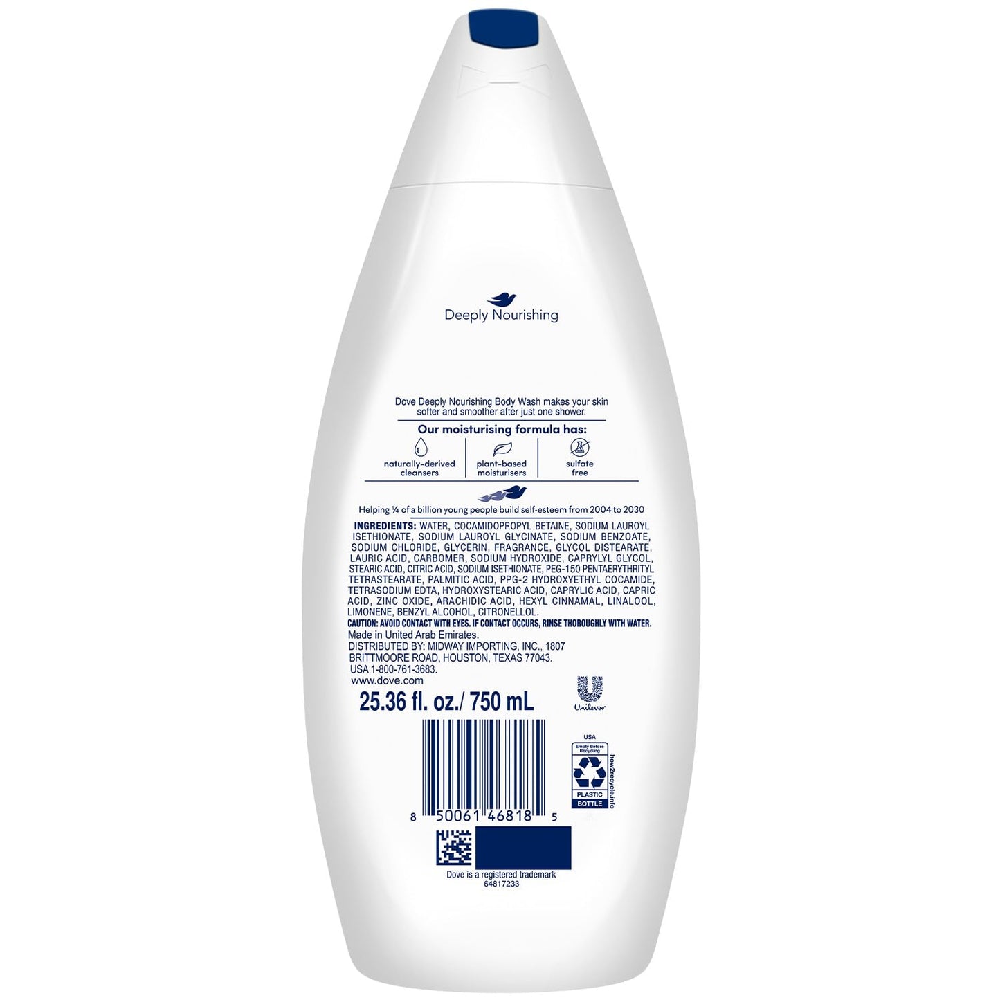Dove Body Wash 4-Pack - Deeply Nourishing for Softer, Smoother Skin, 25.4 Oz Ea