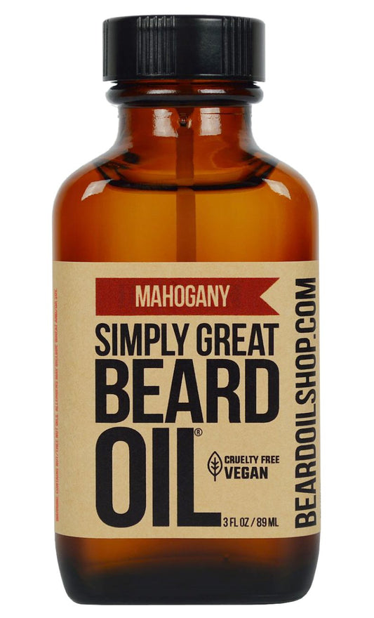 Simply Great Beard Oil - MAHOGANY Scented - Holiday Gifts - Stocking Stuffers - Beard Conditioner - 3 Oz - Easy Applicator - Natural - Vegan