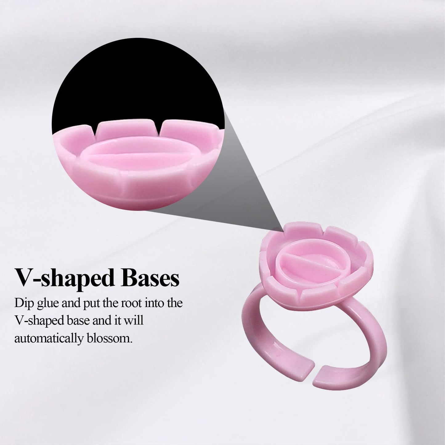 Fenshine 100 PCS Lash Glue Holder Glue Ring Cups Lash Extension Volume Lashes Quick Blossom Cups for Eyelash Extension Supply, 2 Methods of Use (Pink)