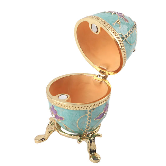 Jacksking Faberge Style Egg Painted Enameled Easter Egg Vintage Style Jewelry Organizer Trinket Box Decoration Gift Egg Collectible Case