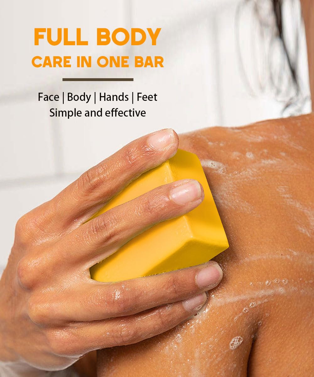 Sesamebaby Turmeric Kojic Acid Soap for Dark Spot, Brighten Skin Face and Body Cleanser with Shea Butter, Vitamin C, Moisturizing Natural