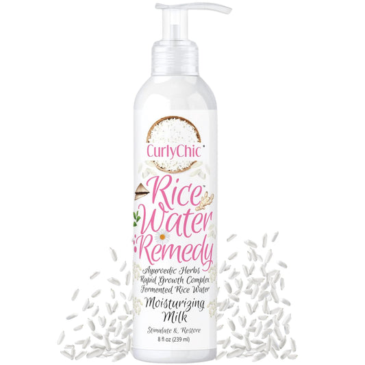 Curly Chic Rice Water Remedy Moisturizing Hair Milk - Hydrates, Detangles & Revives Dry Hair - Ayurvedic Herbs & Fermented Rice Water for Rapid Growth Beauty & Personal Care Curly Chic
