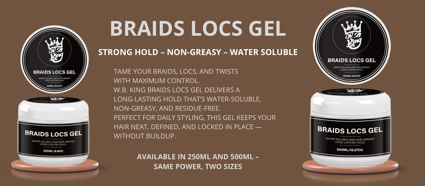 W.B king Braids & Locs Styling Gel - 500 ml (Large)