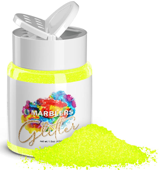 MARBLERS Neon Glitter [Fluorescent Yellow] 1.5oz (42g) | Fine | Non-Toxic, Vegan, Cruelty-Free | Face, Body, Eyeshadow, Hair, Festival, Party Makeup |