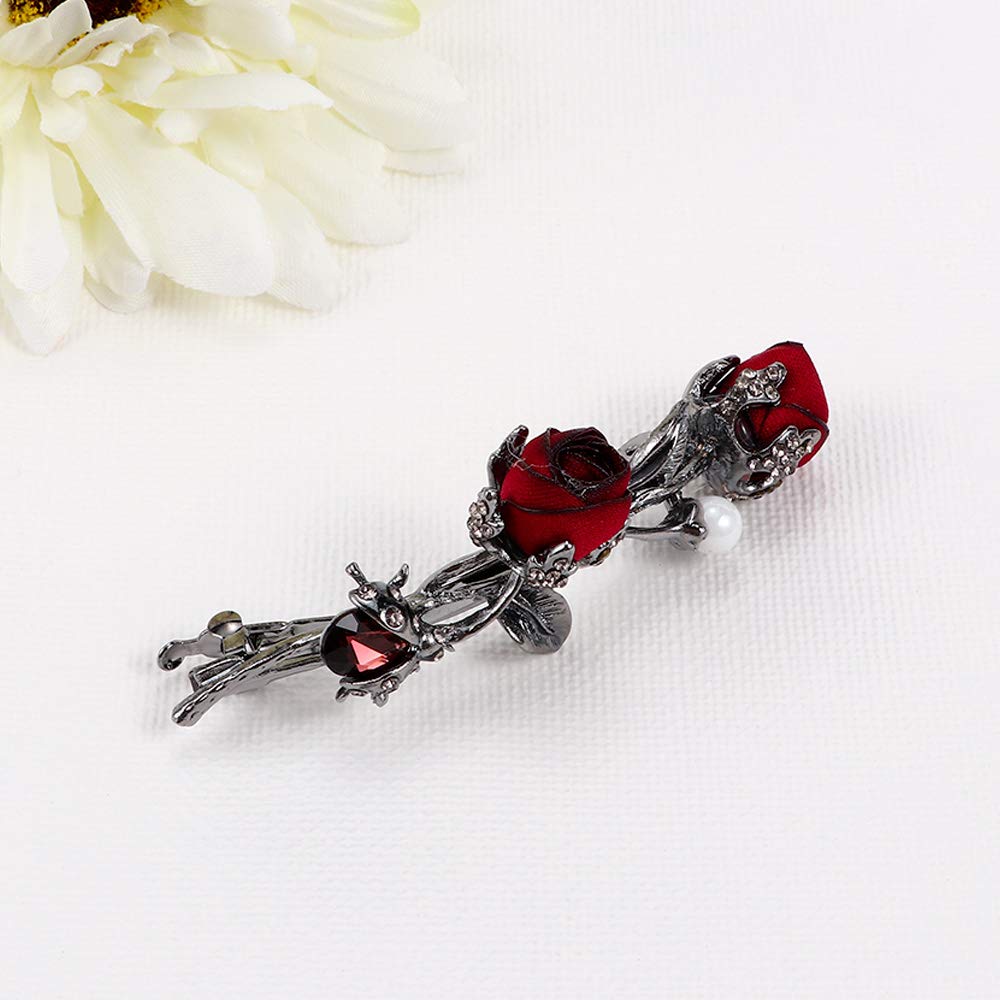 Vintage Crystal Rose Hair Clips,Elegant Rhinestones Rose Flower Metal Hair Clips Hair Barrette Ponytail Holder Slide Clips Hair Jewelry