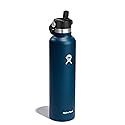 Hydro Flask Water Bottle - Insulated Stainless Steel - Straw Lid, Non Spill, Leakproof 24 Oz Indigo Blue
