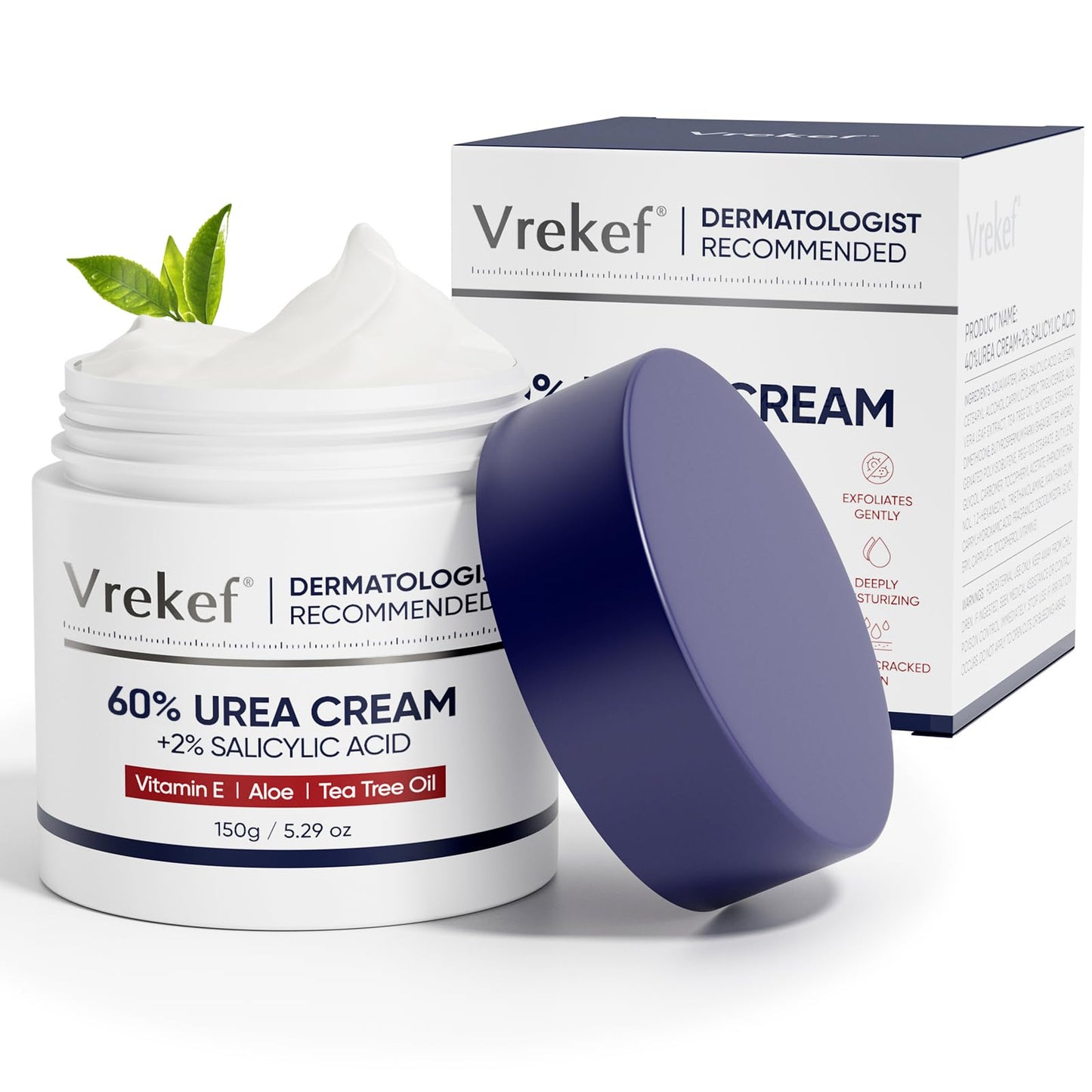 VREKEF Urea Cream 60% with 2% Salicylic Acid, Urea Cream 60 Percent for Feet Maximum Strength, Foot Cream & Callus Remover for Dry Cracked Heels Beauty and Personal Care VREKEF