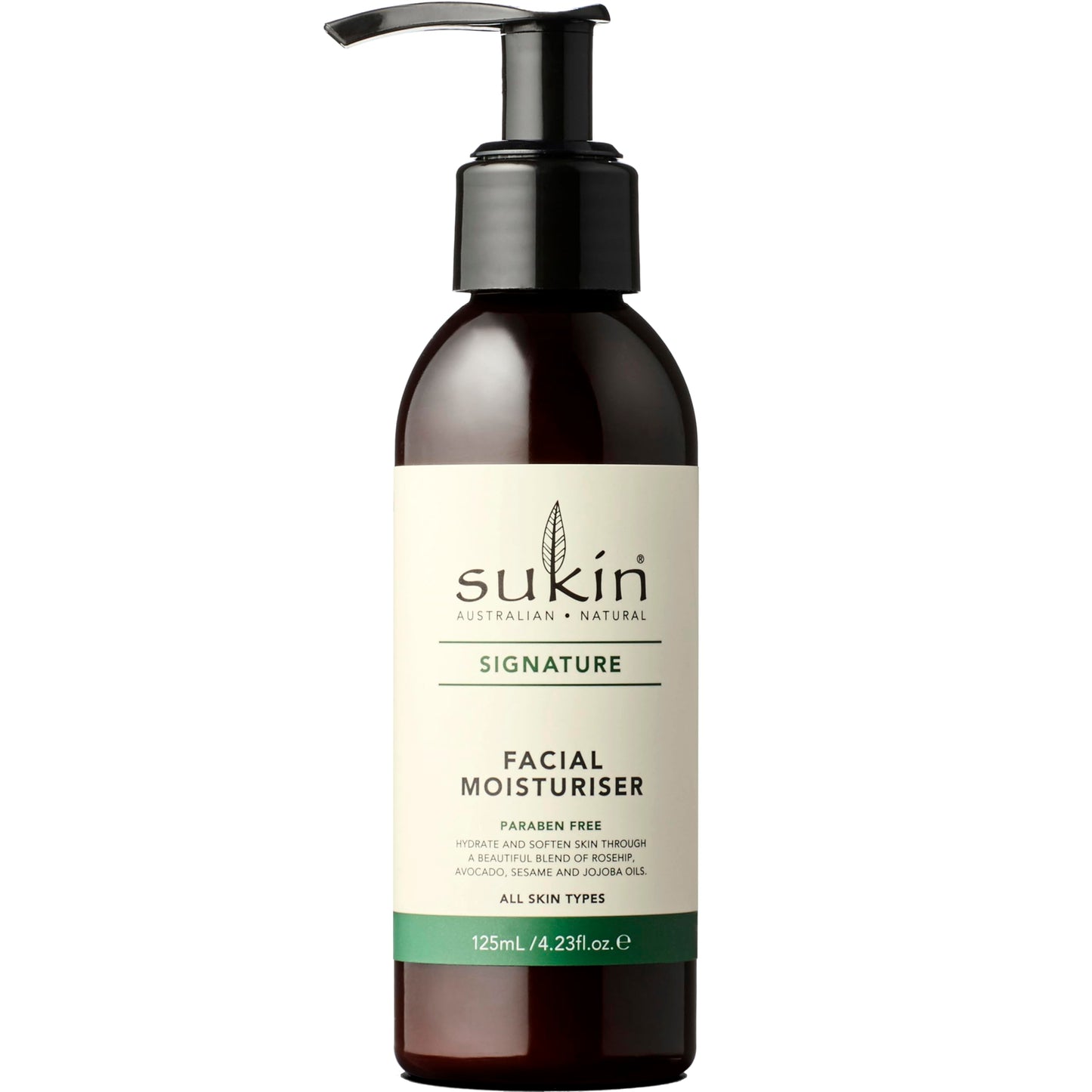Sukin Facial Moisturizer Pump, Hydrating Face Cream with Wheat Germ and Vitamin E to Deeply Nourish, Soften and Improve Skin Texture, 4.23 Fl Oz