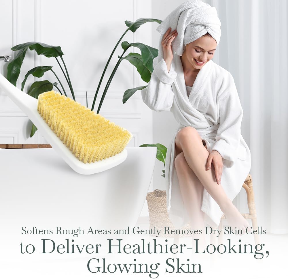 Fuller Brush Exfoliator & Scrub Body Brush - 16-inch Contoured Handle with Polyester Bristles - an All-Over Reach Including Back, Neck, Shoulders