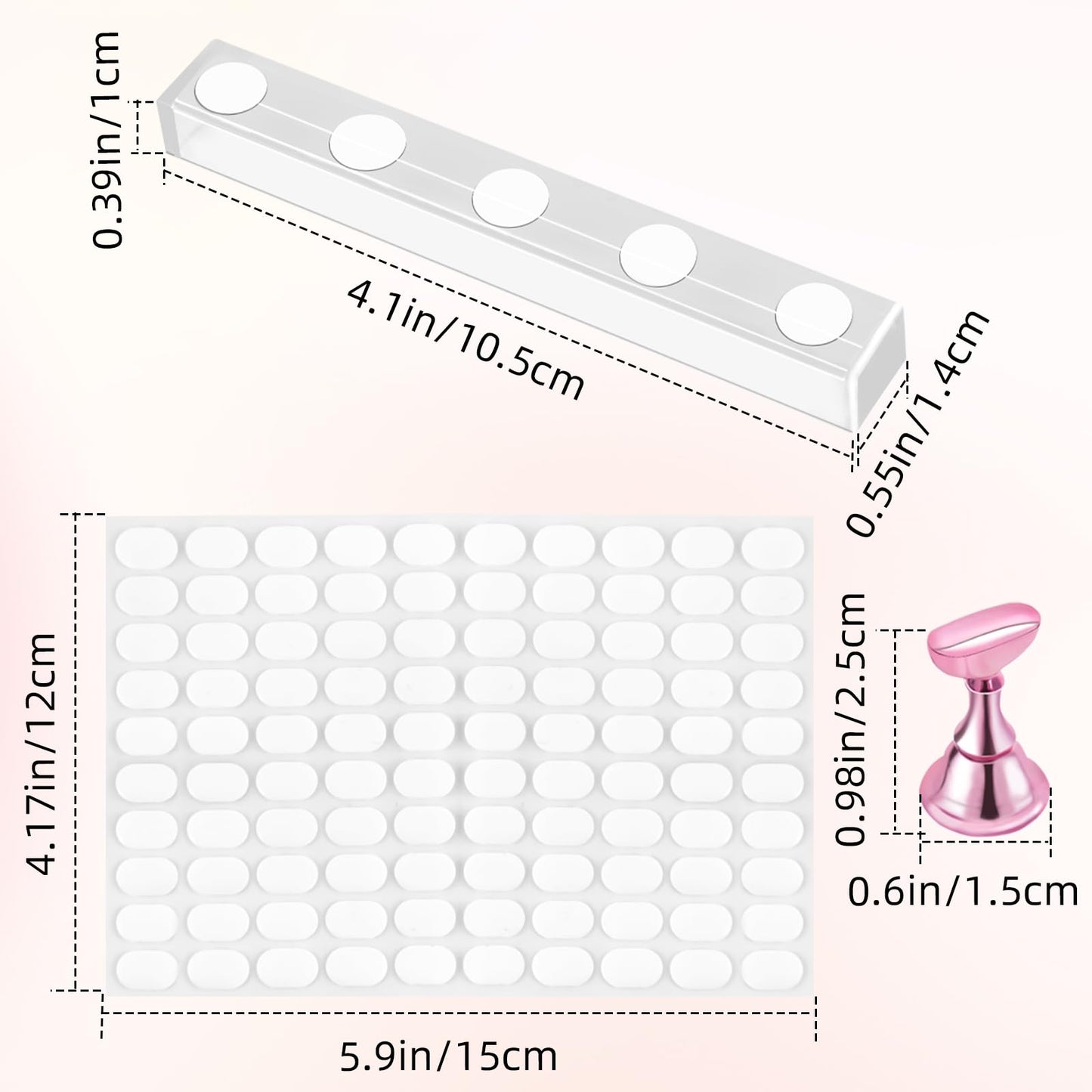 2 Set Nail Stand,Nail Holder Stand with 100 Pcs Double Sided Tape,Press on Nail Stand,Nail Practice Hand,Nail Holder for Painting Nails,for Nail Art Beauty and Personal Care TKYZMS