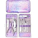 ZIZZON Nail Clippers Kit Manicure Pedicure Set with Holographic Case(Purple)
