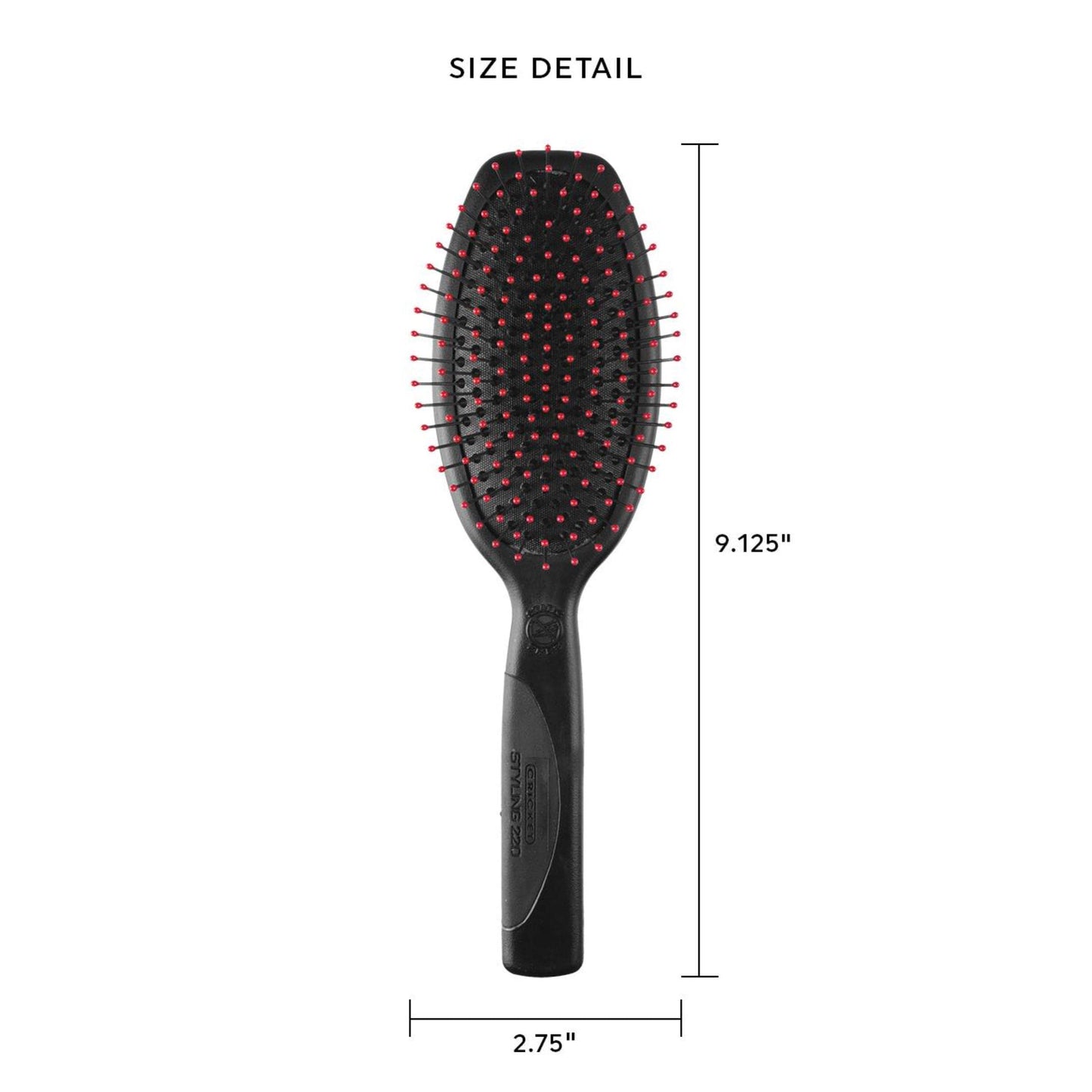 Cricket Static Free Cushion Styling 220 Hair Brush - Smoothing, Detangling, and Frizz-Free Styling - Anti-Static Metal Bristles for Thick, Curly,