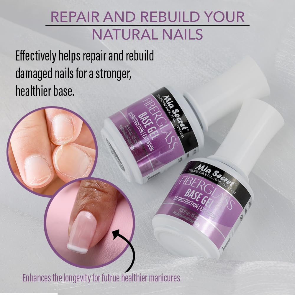 Mia Secret Fiber Glass Base Gel MADE IN USA 0.5 Fl Oz. DIY Home and Nail Salon Soak Off Gel Base Beauty & Personal Care Mia Secret