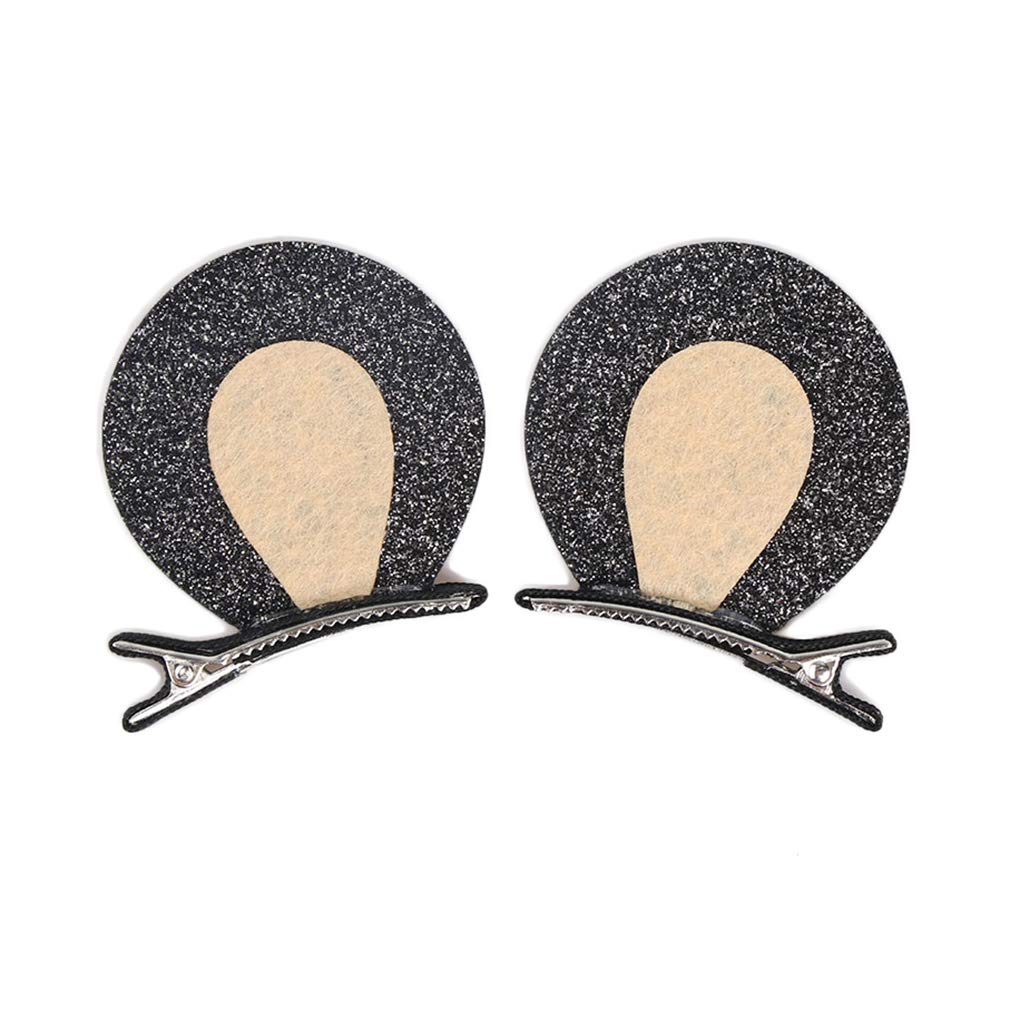 Bear Ear Hair Clip Pin Baby Girls Hair-Clips Hairpin Black Bear Ear Hairgrip BBG09 (Black)