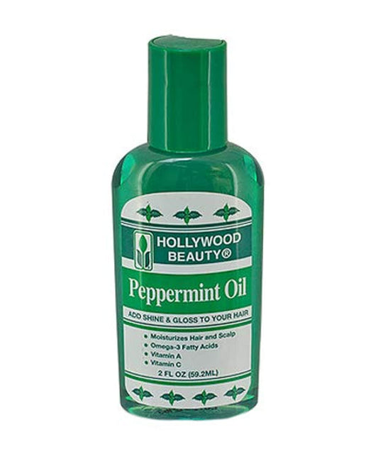 Hollywood Beauty Peppermint Hair Oil, 2 oz - Conditions Hair & Skin, Natural Treatment for Dry Itchy Scalp, Moisturizes with Omega-3, Vitamin A & C