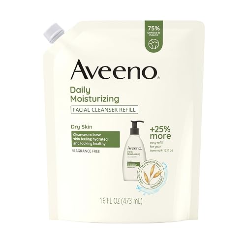 Aveeno Daily Moisturizing Facial Cleanser with Soothing Non-GMO Oat, Leaves Skin Feeling Hydrated, Soft & Supple, Paraben-, Sulfate-, Fragrance-, Dye