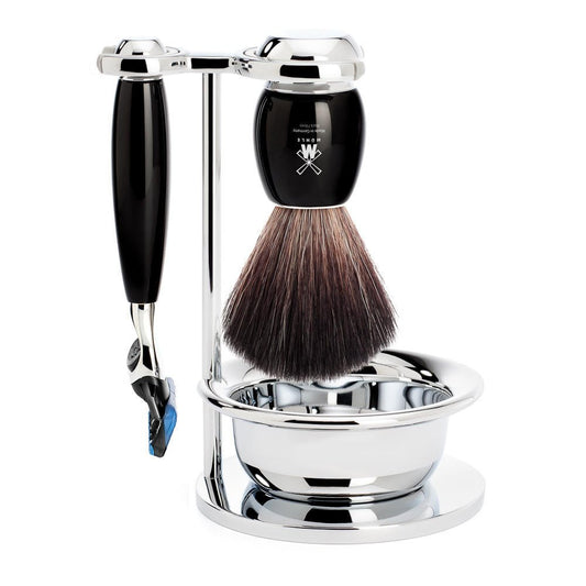 MÜHLE VIVO 4-piece Black Fiber Brush 5-Blade Razor Luxury Shaving Set Beauty and Personal Care MÜHLE