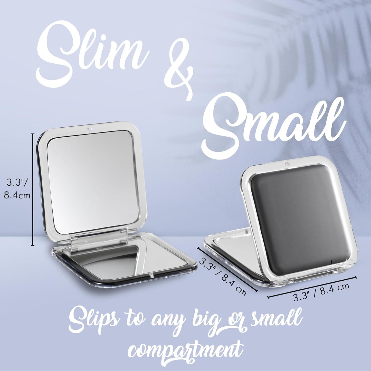 MIRRORVANA Small Compact 15X Magnifying Mirror for Travel - Handheld, Foldable & Lightweight - Mini Pocket-Sized Magnified Mirror for Purse - Square