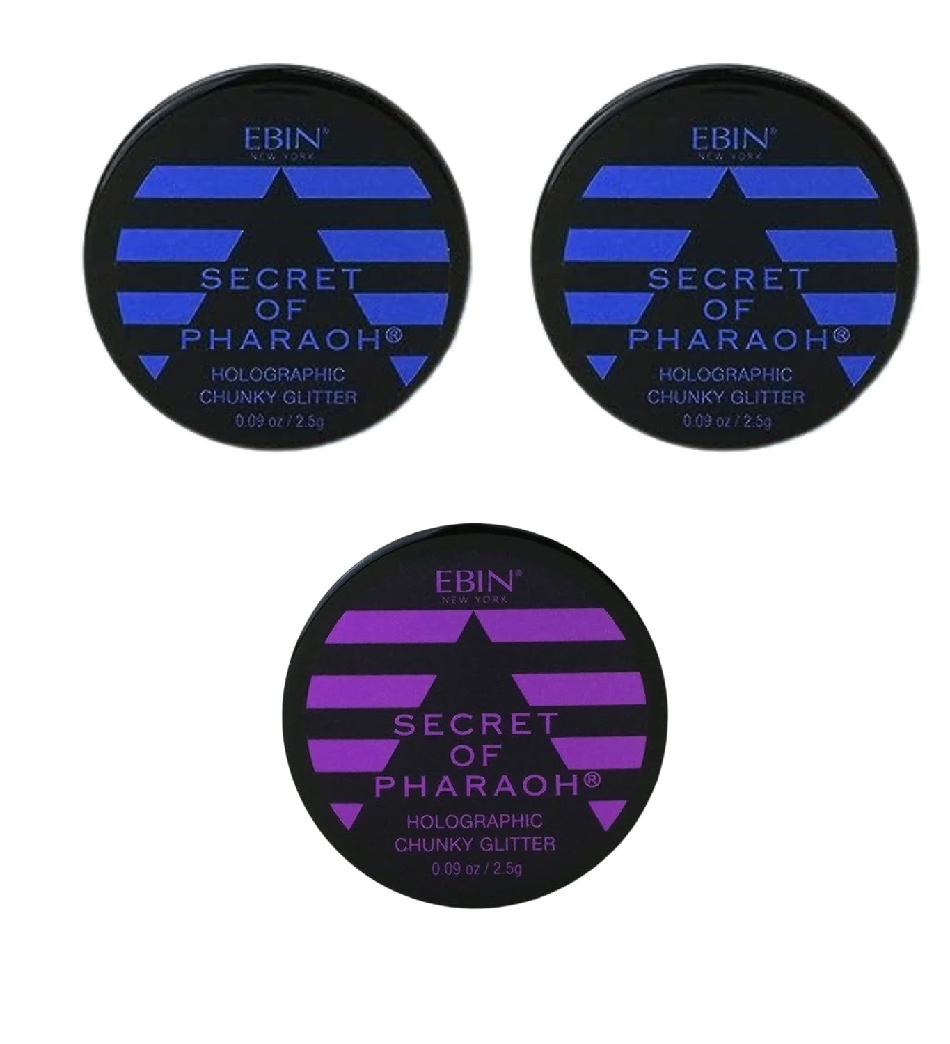 Chunky Glitter - Secret of Pharaoh Holographic Chunky Glitter - Aquamarine and Purple Sparkle by EBIN NEW YORK Bundle - Shimmering, Iridescent