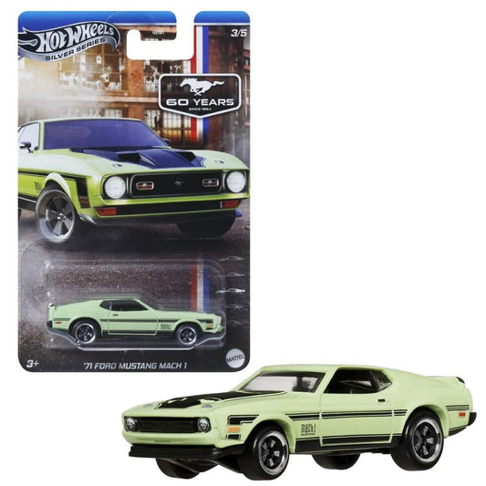 Hot Wheels '71 Ford Mustang Mach 1 [Green], 3/5 Series, 1:64 Scale Die-Cast Car