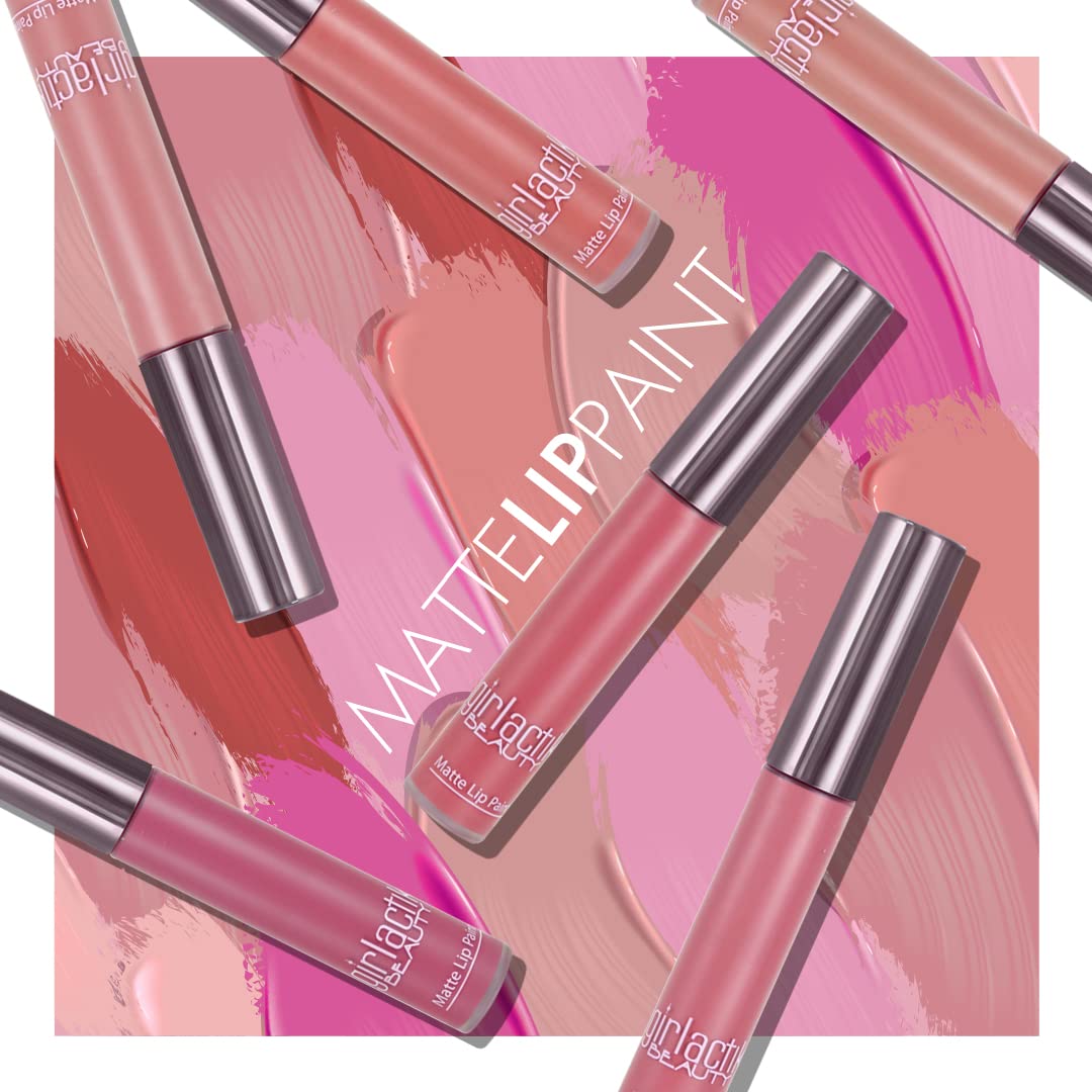 Girlactik Long Lasting Matte Lip Paint Liquid Lipstick in Allure- Long wearing, Smooth Application, Pigmented, Non-Crack Formula, Lightweight, 7.5 ml