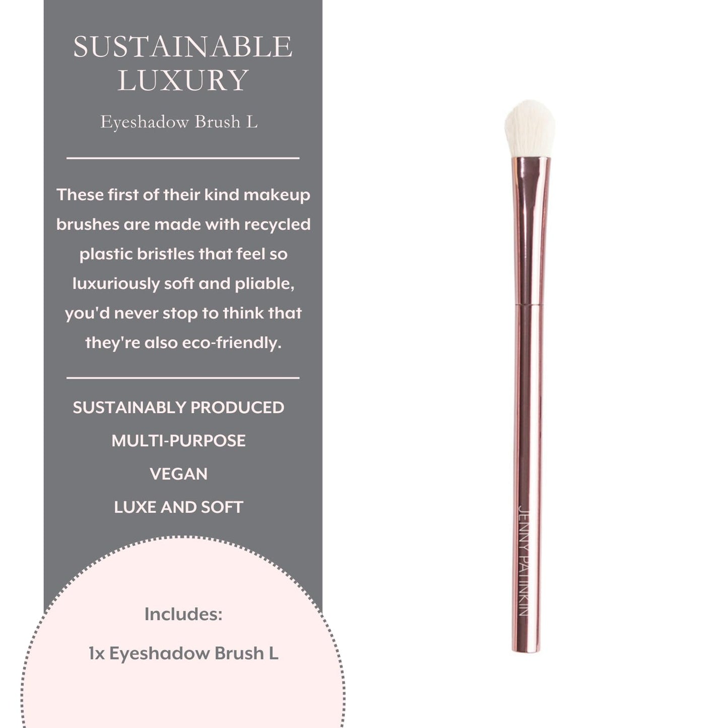 Jenny Patinkin Luxury Sustainable Eyeshadow Brush (L) - Ultra-Soft Makeup Brush for Effortless Eye Shadow Blending, Shading & Precision Application