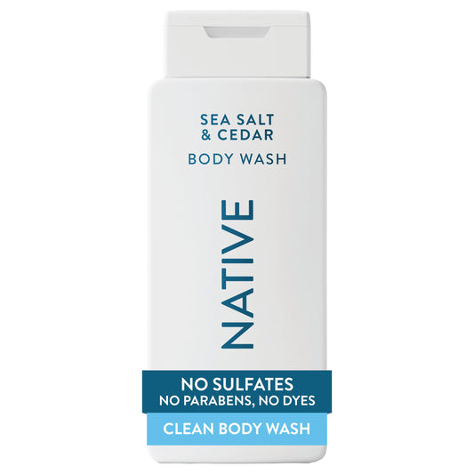 Native Sea Salt & Cedar Scent 24-Hr Refreshing Clean Body Wash for Men & Women, for All Skin Types Incl. Sensitive, Leaves Skin Feeling Clean & Soft